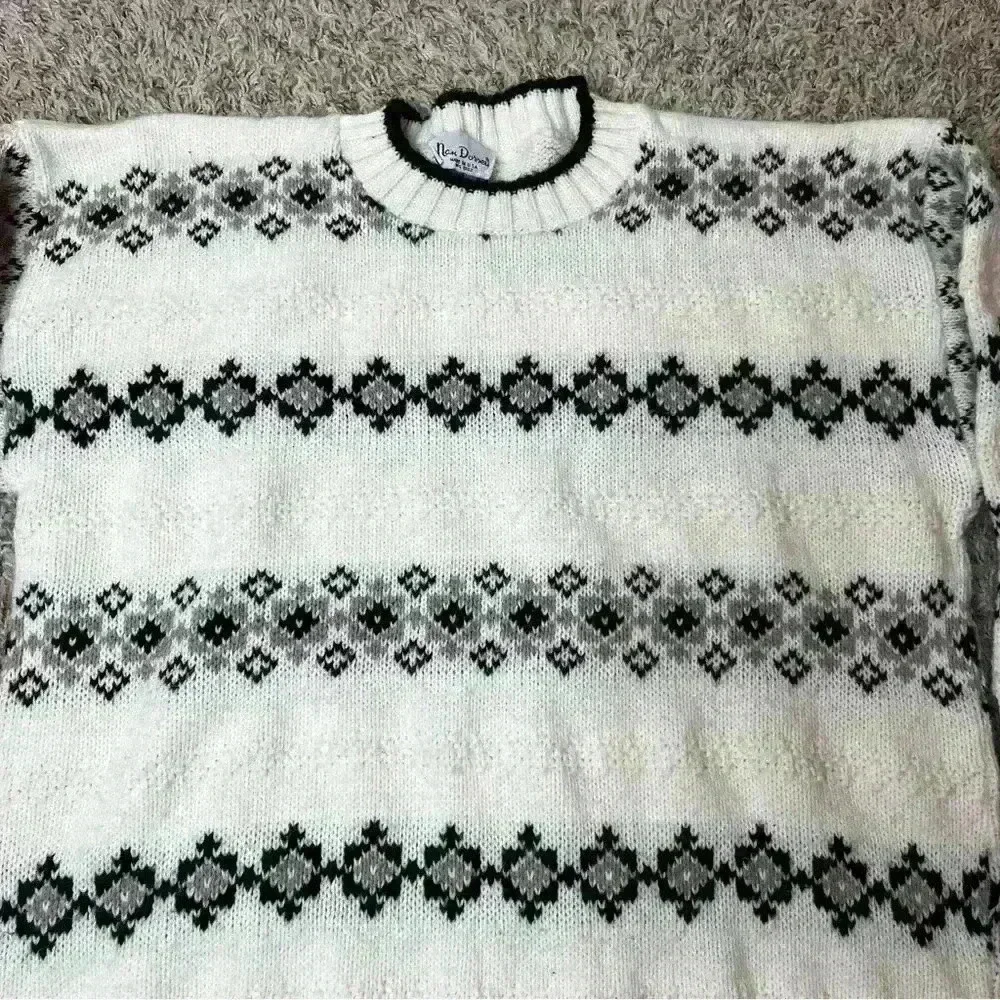 Vintage Nan Dorsey Cable Knit Sweater Made In‎ USA Women Large Cream Heavy Warm